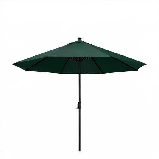 Ośmiokątny parasol ogrodowy Ø300 cm, wysokość 245 cm, ciemnozielony/czarny