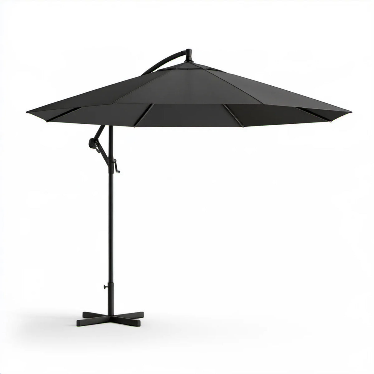 Czarny ośmiokątny parasol ogrodowy z wysięgnikiem Ø 300 cm, wysokość 250 cm