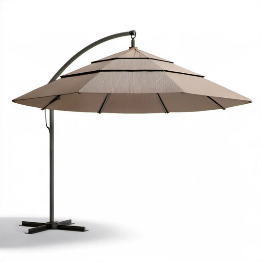 Wiszący parasol ogrodowy ośmiokątny 300 cm Taupe/Czarny