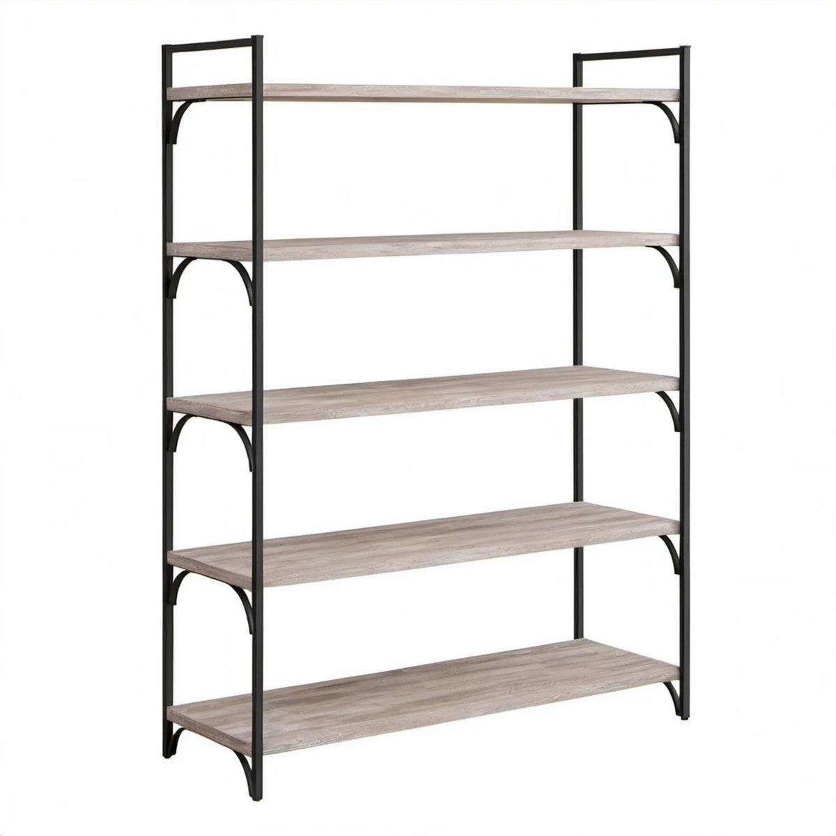 Regał 5-poziomowy industrialny Szary Dąb/Czarny 90 x 30 x 180 cm MDF i stal