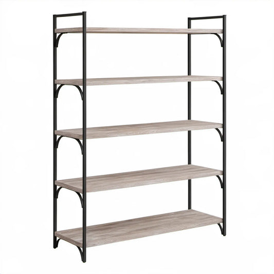 Regał 5-poziomowy industrialny Szary Dąb/Czarny 90 x 30 x 180 cm MDF i stal