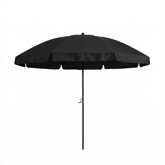 Czarny parasol ogrodowy okrągły Ø300 cm, wysokość 245 cm, poliester i stal
