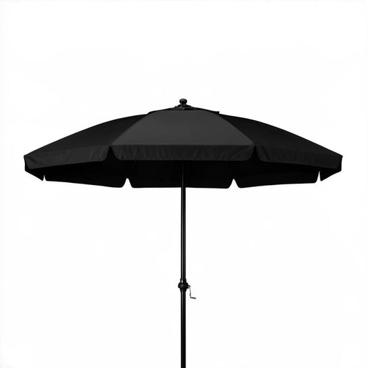 Czarny parasol ogrodowy okrągły Ø270 cm z korbą, poliester i stal