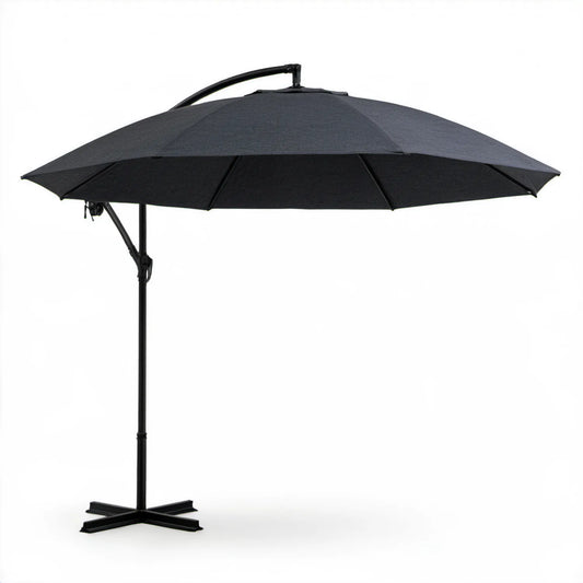Boczny parasol ogrodowy czarny, ośmiokątny, Ø 300 cm, wysokość 245 cm, poliester i stal