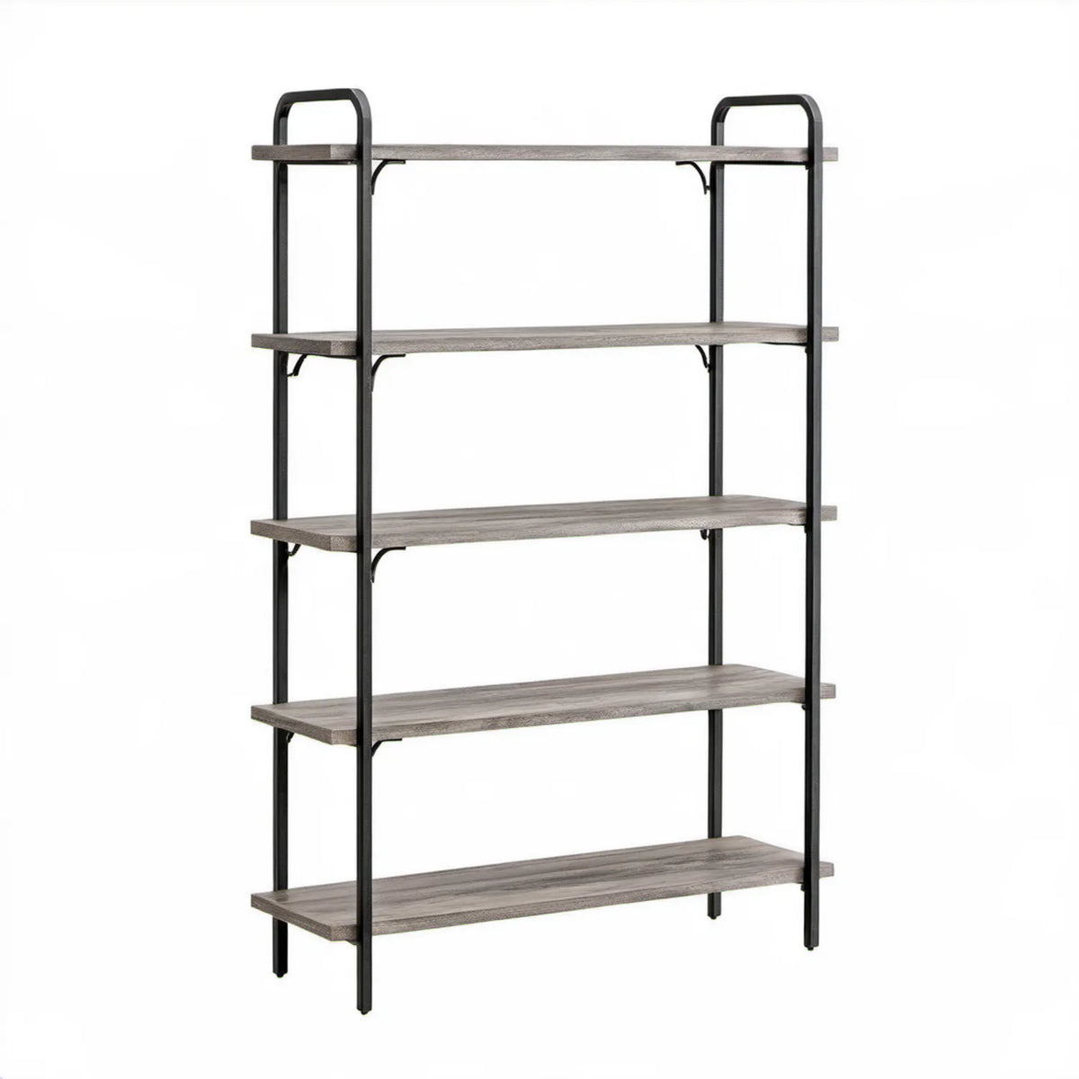 Regał 5-półkowy szaro-czarny 90 x 35 x 180 cm z płyty MDF i stali