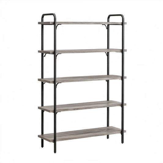 Regał 5-półkowy szaro-czarny 90 x 35 x 180 cm z płyty MDF i stali