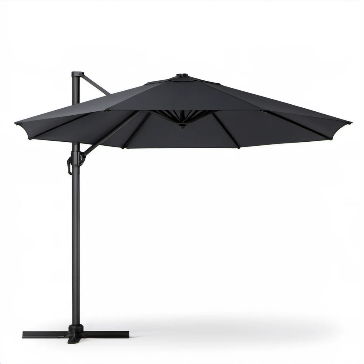 Czarny boczny parasol ogrodowy kwadratowy 300 x 300 cm z regulowanym nachyleniem
