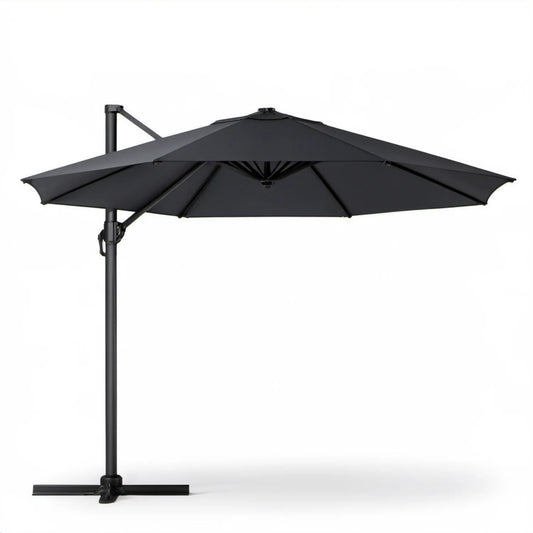 Czarny boczny parasol ogrodowy kwadratowy 300 x 300 cm z regulowanym nachyleniem
