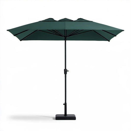 Potrójny parasol ogrodowy prostokątny 460 x 270 x 240 cm ciemnozielony/czarny